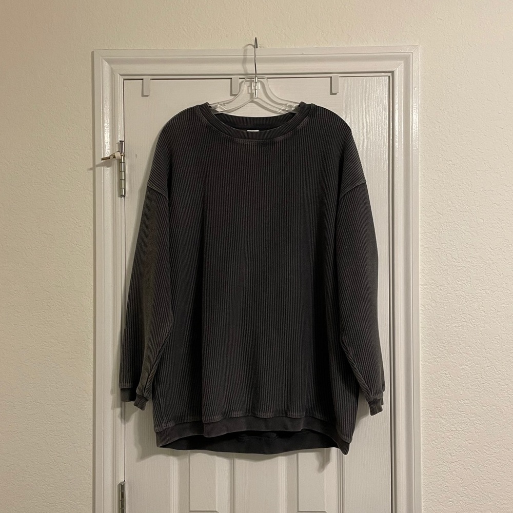 Aerie Corded Oversized Grey Sweatshirt Size S